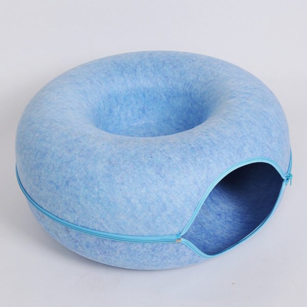 Four Seasons Available Cat Nest Round Woolen Felt Pet Dual-use Cat Nest Tunnel Interactive Training Toy Grey Felt Cat Nest - Image 6