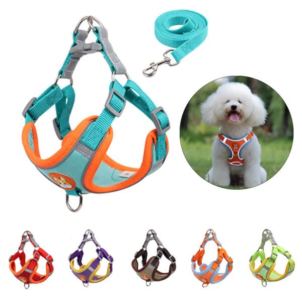 New Dog Leash And Harness Set Pet Dog Harness And Leash Set Adjustable Puppy Cat Harness Vest Reflective Walking No Pull Lead Leash For Small Dogs Chihuahua - Image 7