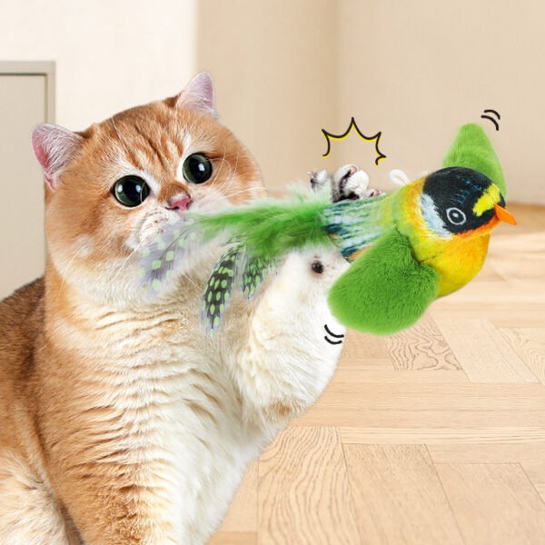 Flappy Chase Cat Toy, Flappy Chase Bird Cat Toy, FlappyChase Interactive Cat Toy, Chirping Bird Cat Toy Flapping Wings, Flying Interactive Simulation Electric Sparrow Shaking Bird - Image 2