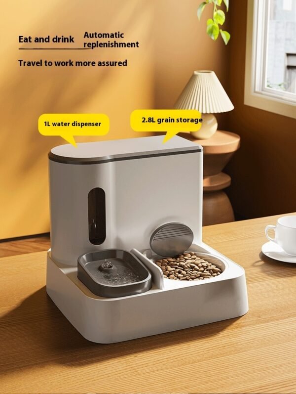 Cat Automatic Pet Feeder Water Dispenser Integrated Double Bowl Drinking Pet - Image 5